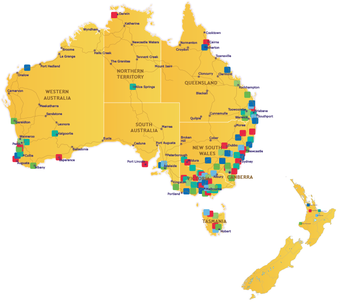 Australia&NewZealandLocationsMap